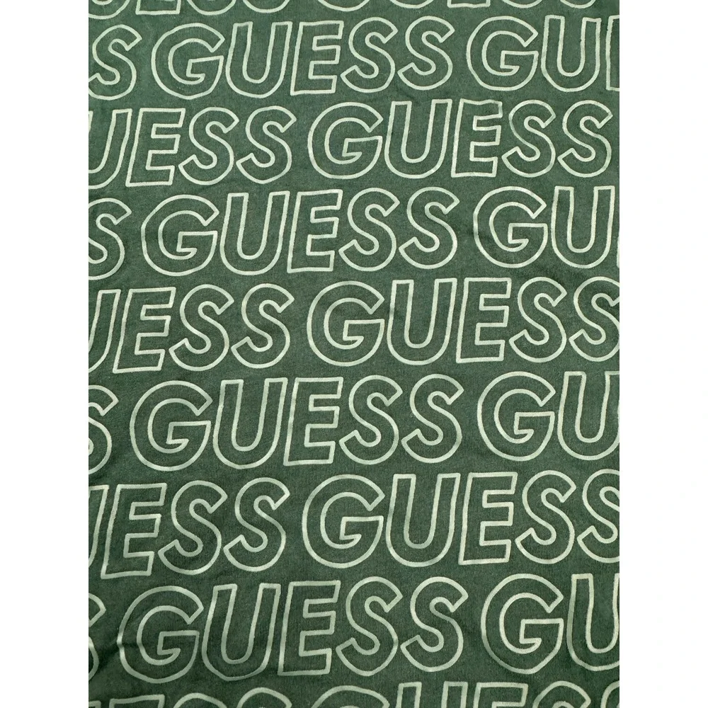 Guess Los Angeles Mens Logo Print T-Shirt Green White Short Sleeve Size L - Picture 4 of 7